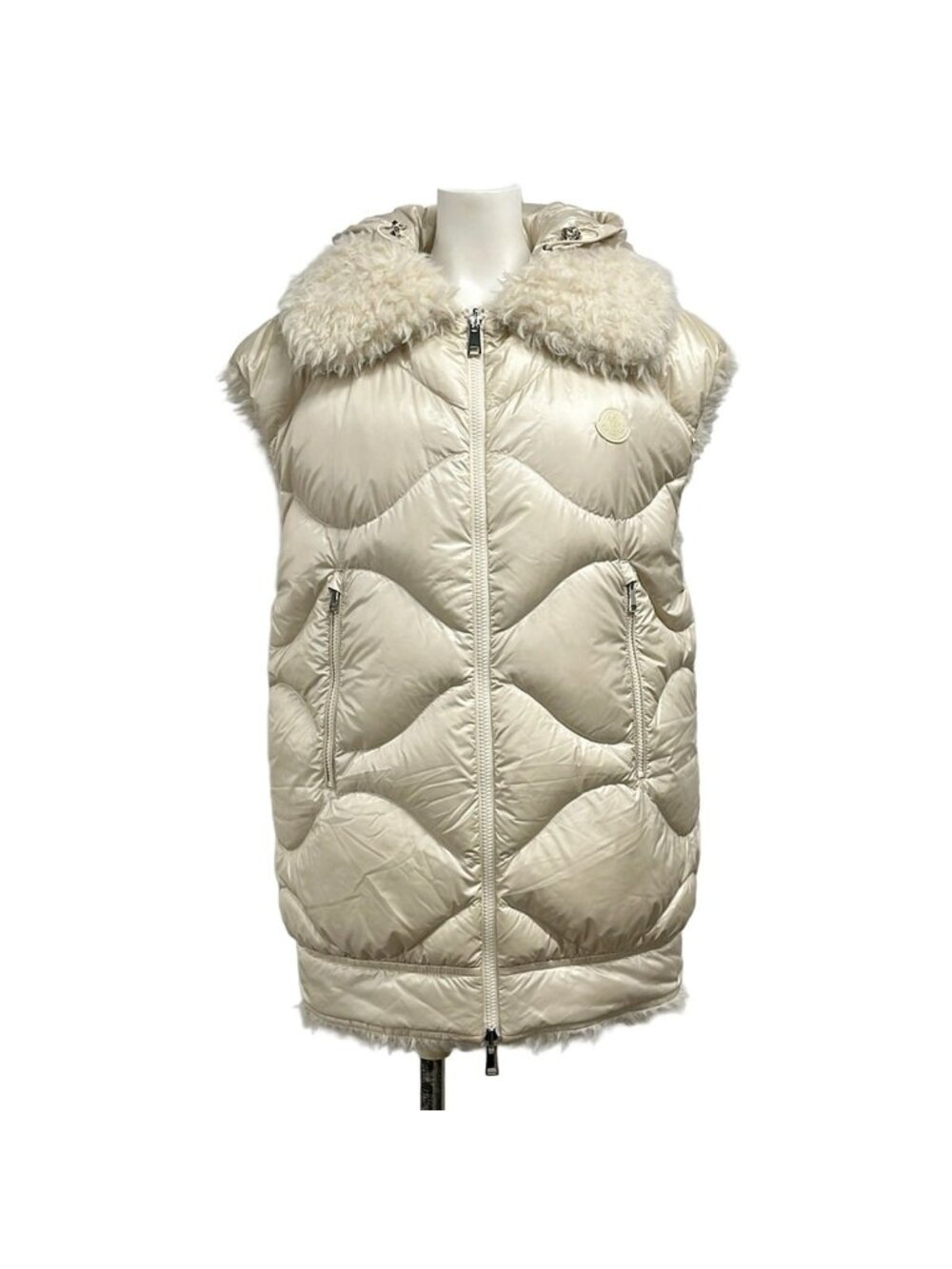 Moncler Down Vest Achard Gilet Ivory Eco Fur Reversible Winter 00